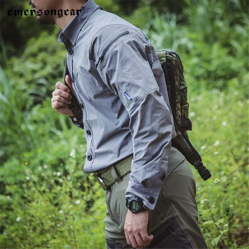 emersongear Blue Label Zip Triple Tech Tac-Shirt,Quick Dry Wrinkle Free Travel Shirts Outdoor Long Sleeve Button Down Shirt