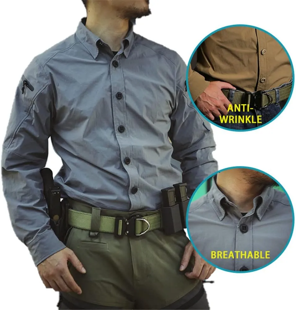 emersongear Blue Label Zip Triple Tech Tac-Shirt,Quick Dry Wrinkle Free Travel Shirts Outdoor Long Sleeve Button Down Shirt
