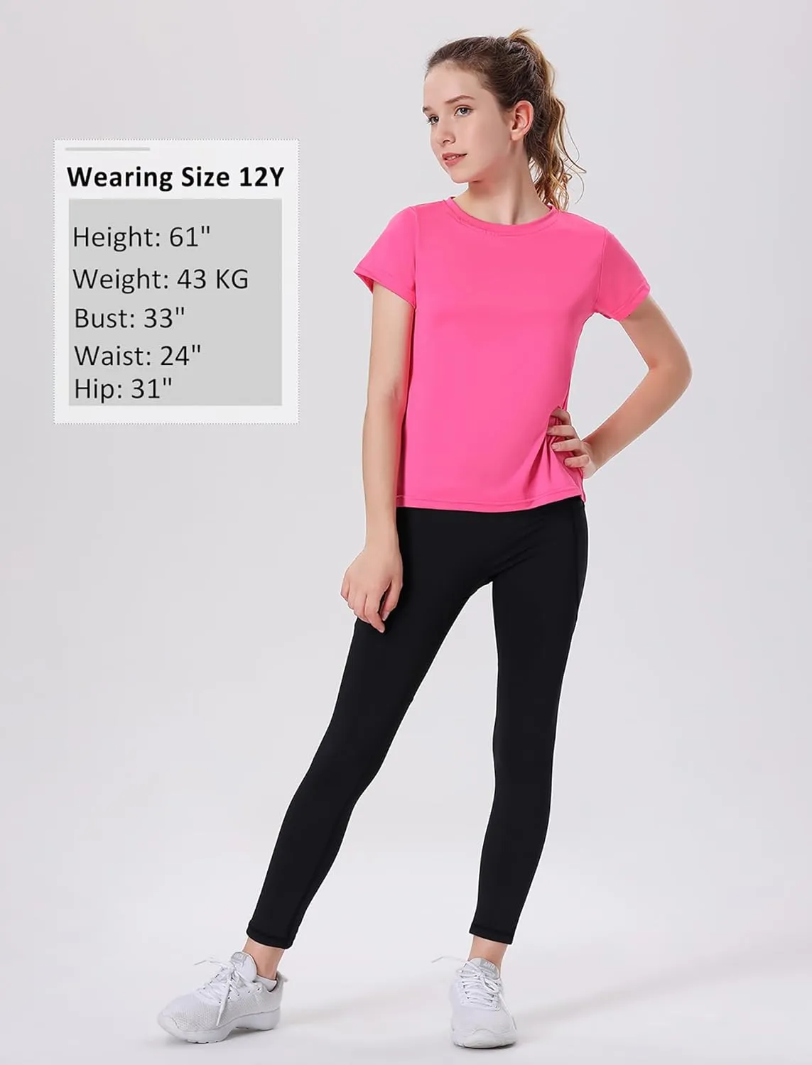 EXARUS 4 Pack Girls Athletic Shirts Quick Dry Short Sleeve Tshirts Crewneck Tee Workout Activewear Tops for Kids 8-16Y