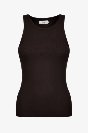 Fabric Ribbed Tank Top | Black