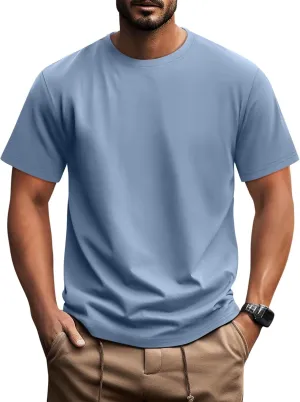 Ficerd Men's Big and Tall Shirt Short Sleeve Summer Cotton Tee Crew Neck Oversize Top Casual Loose Fit Knitted T Shirt M-7XL