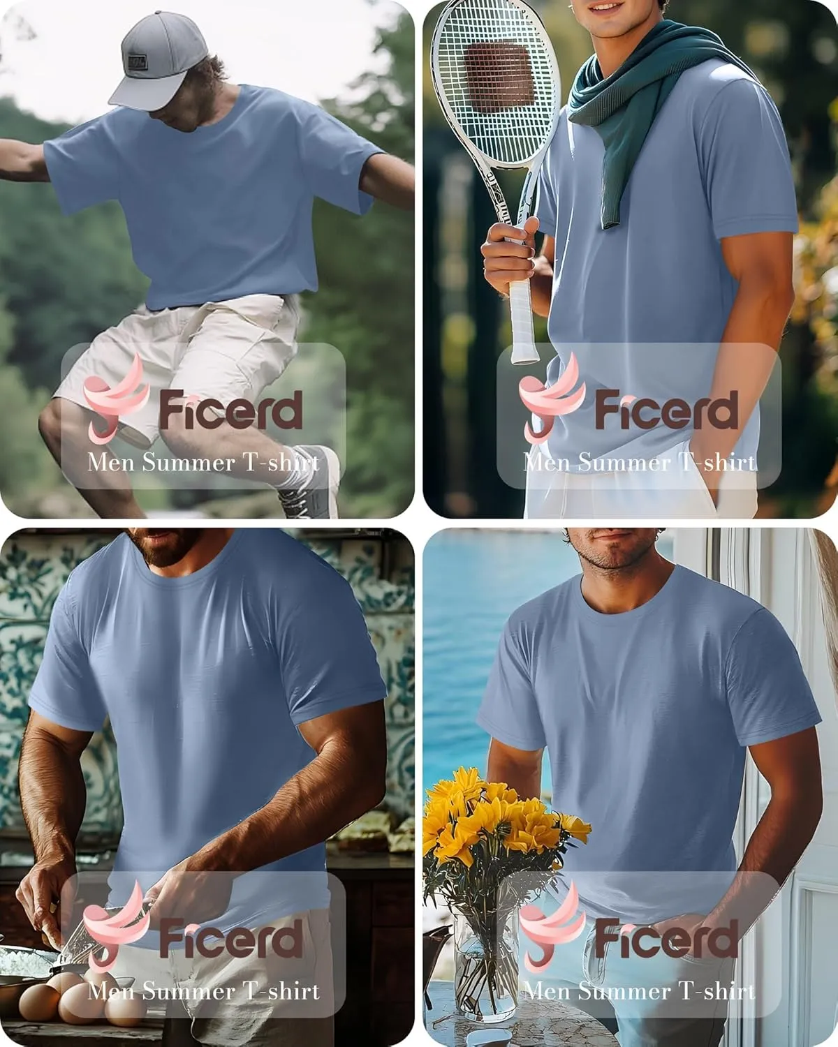 Ficerd Men's Big and Tall Shirt Short Sleeve Summer Cotton Tee Crew Neck Oversize Top Casual Loose Fit Knitted T Shirt M-7XL