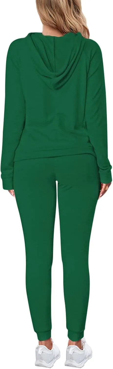 Fixmatti Women Pullover Hoodie Pockets Sweatpants Sport Jogger Sweatsuit