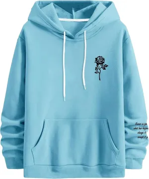 Floerns Men's Graphic Print Long Sleeve Drawstring Hoodie Pullover Sweatshirt