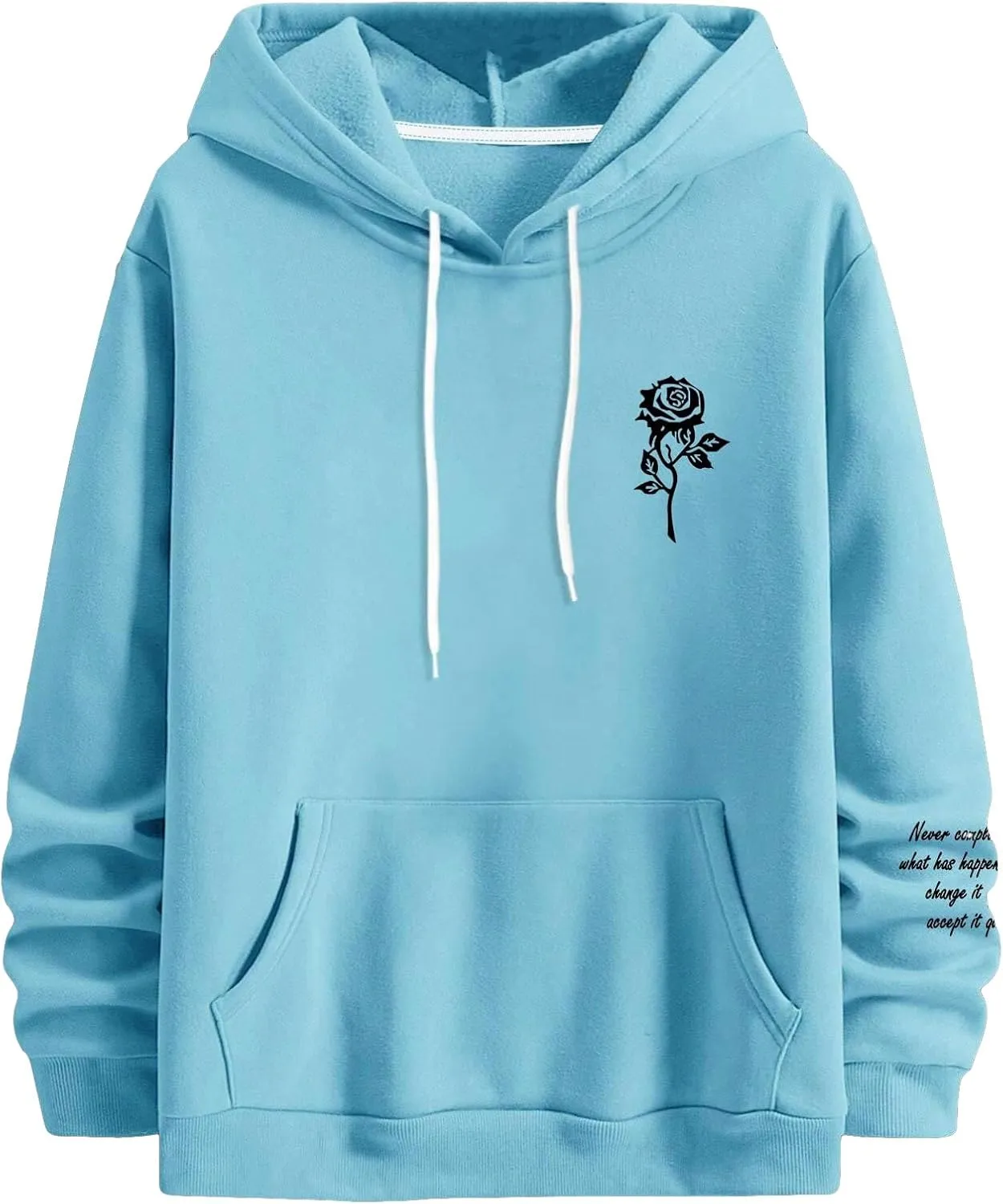 Floerns Men's Graphic Print Long Sleeve Drawstring Hoodie Pullover Sweatshirt