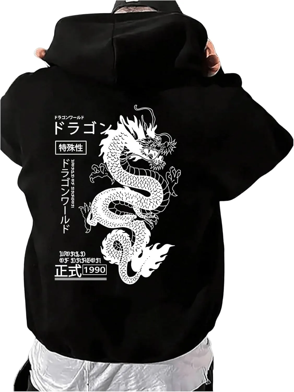 Floerns Men's Graphic Print Long Sleeve Drawstring Hoodie Pullover Sweatshirt