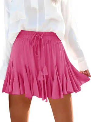 Flowy Shorts for Women Casual Boho Ruffle Mini Skorts High Waist Pleated Skirts Athletic Tennis Butterfly Shorts