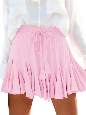 Flowy Shorts for Women Casual Boho Ruffle Mini Skorts High Waist Pleated Skirts Athletic Tennis Butterfly Shorts