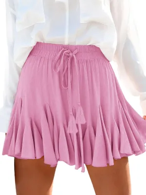 Flowy Shorts for Women Casual Boho Ruffle Mini Skorts High Waist Pleated Skirts Athletic Tennis Butterfly Shorts