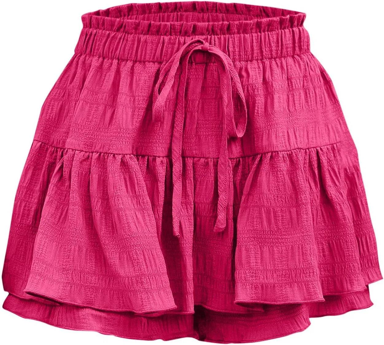 Flowy Shorts for Women Casual Boho Ruffle Tiered Skorts High Waisted Drawstring Mini Skirts Tennis Comfy Shorts 2025