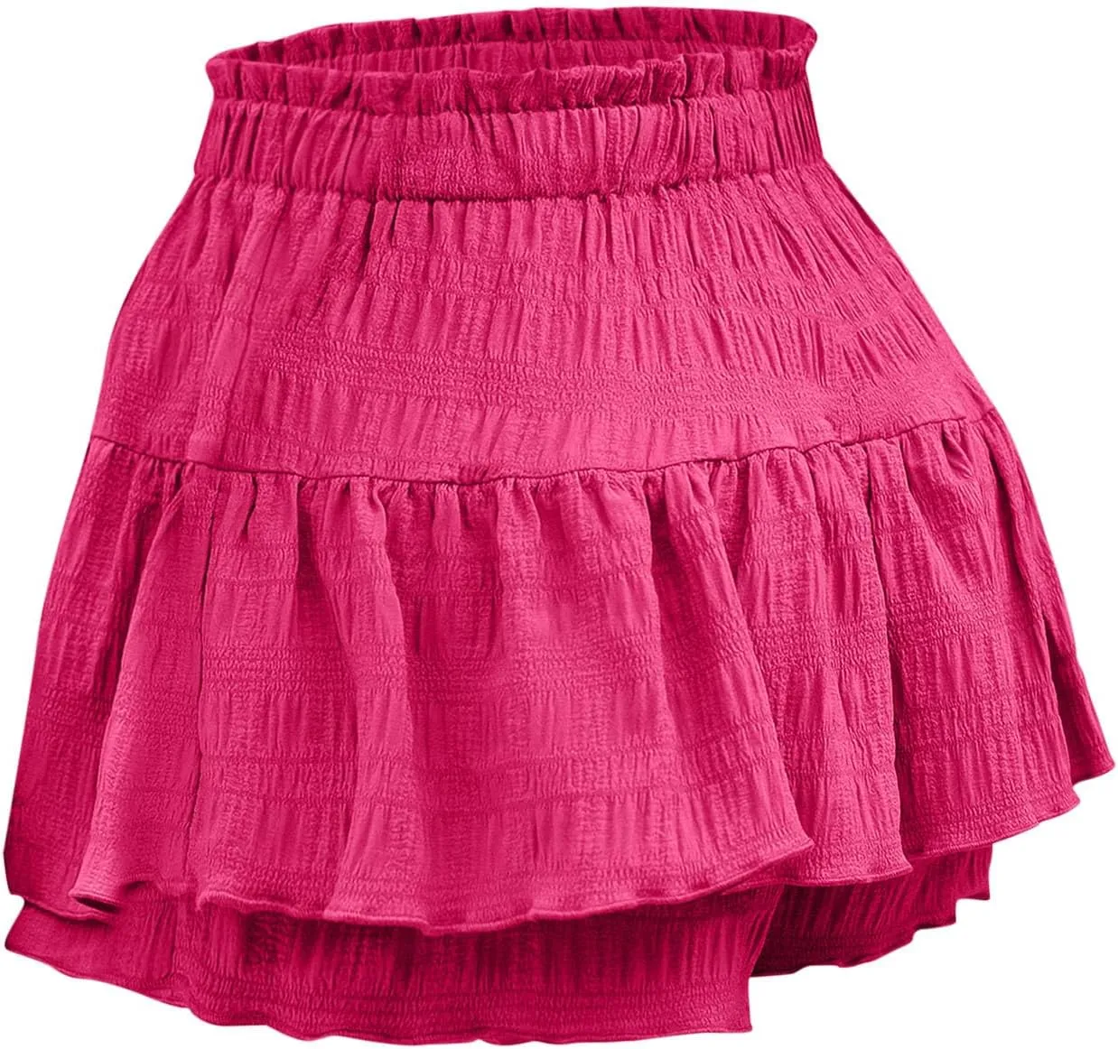 Flowy Shorts for Women Casual Boho Ruffle Tiered Skorts High Waisted Drawstring Mini Skirts Tennis Comfy Shorts 2025