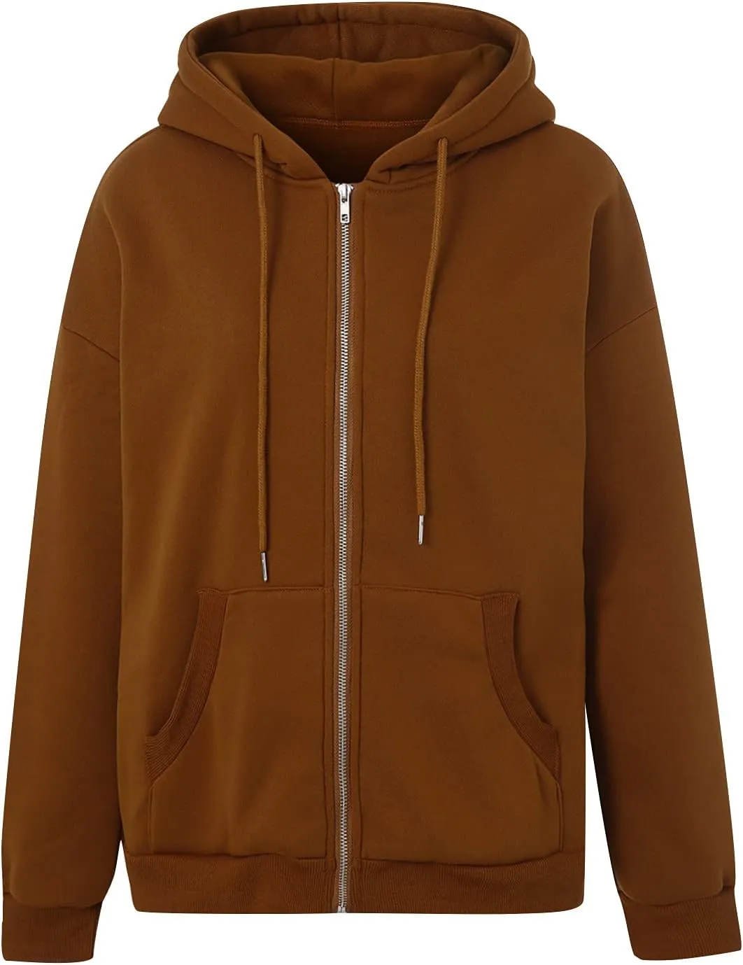 Franhais Womens Zip Up Oversized Hoodies Y2k Long Sleeve Drawstring Vintage Sweatshirts Aesthetic Pullover JacketStreetwear