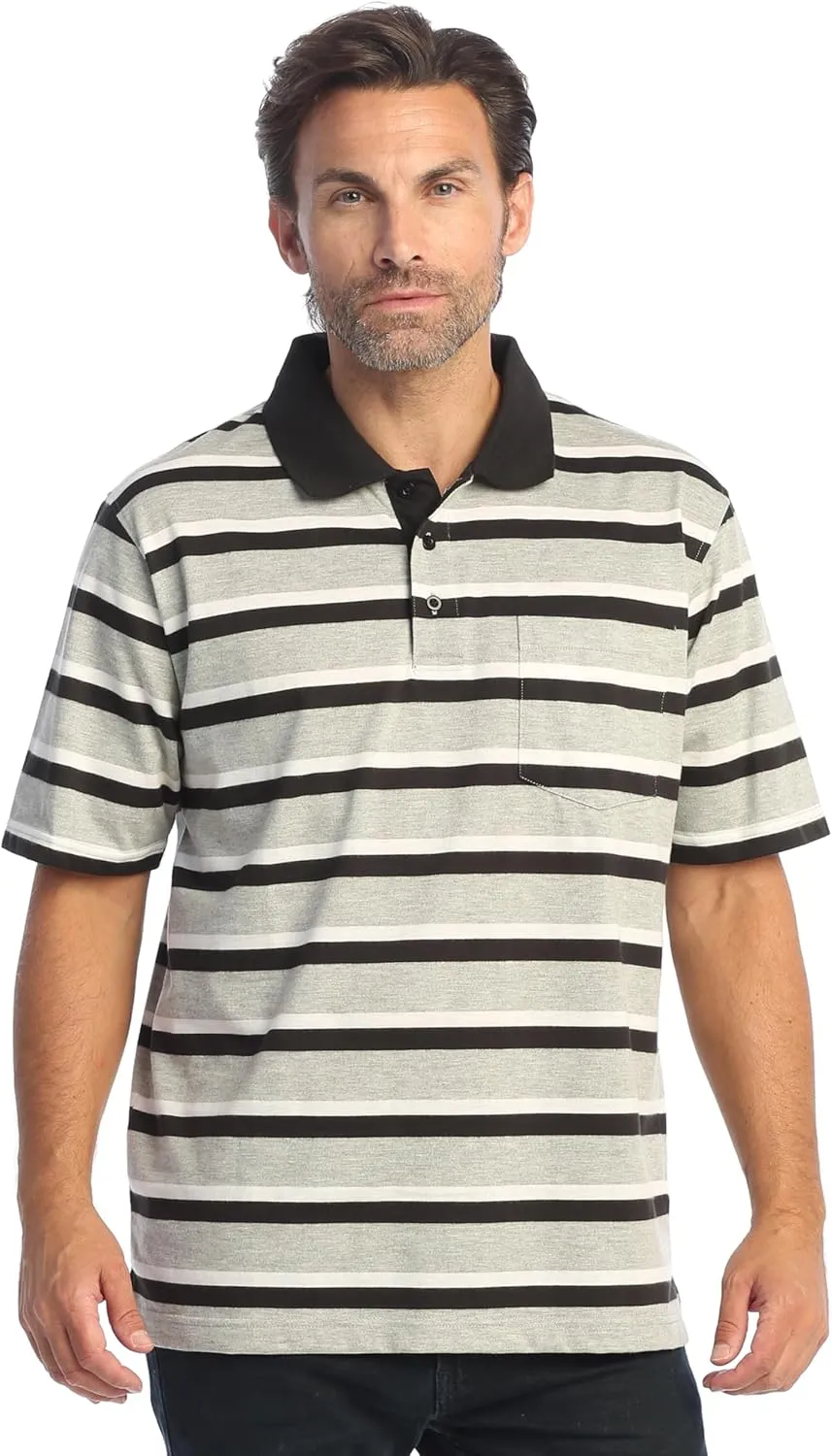 Gioberti Mens Multiple Stripe Polo Shirt with Pocket