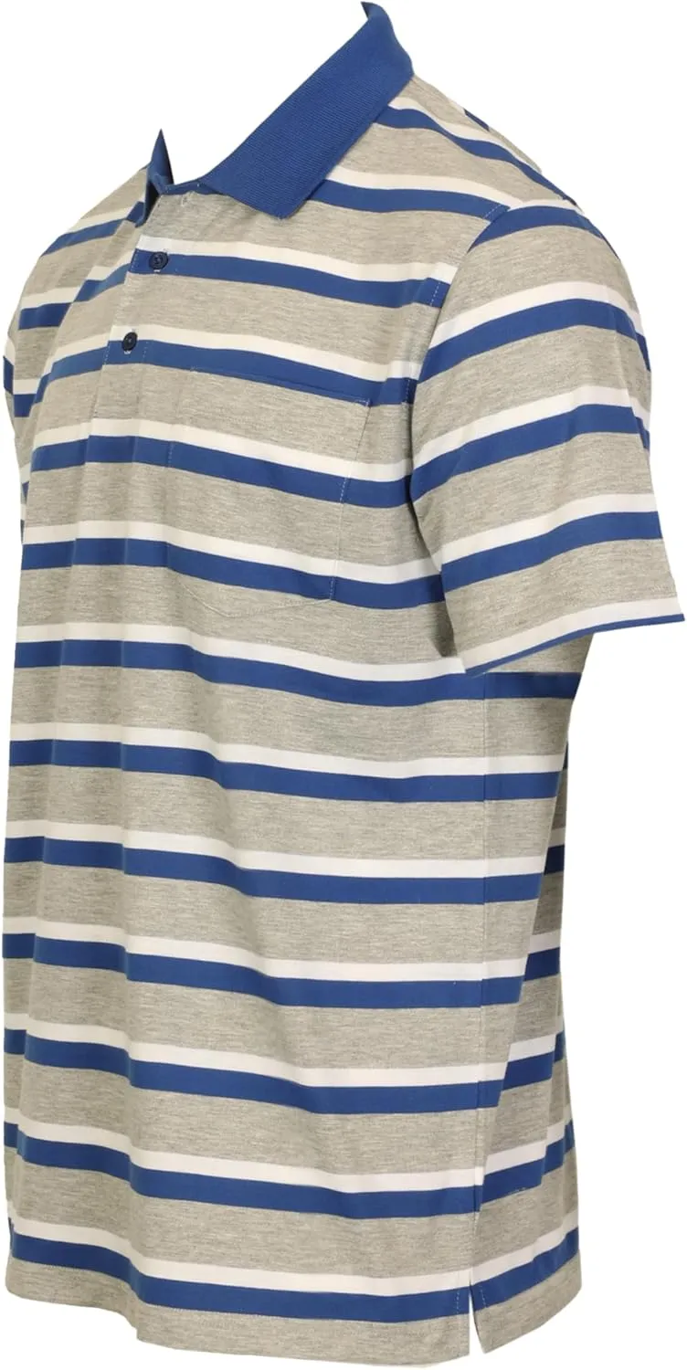 Gioberti Mens Multiple Stripe Polo Shirt with Pocket