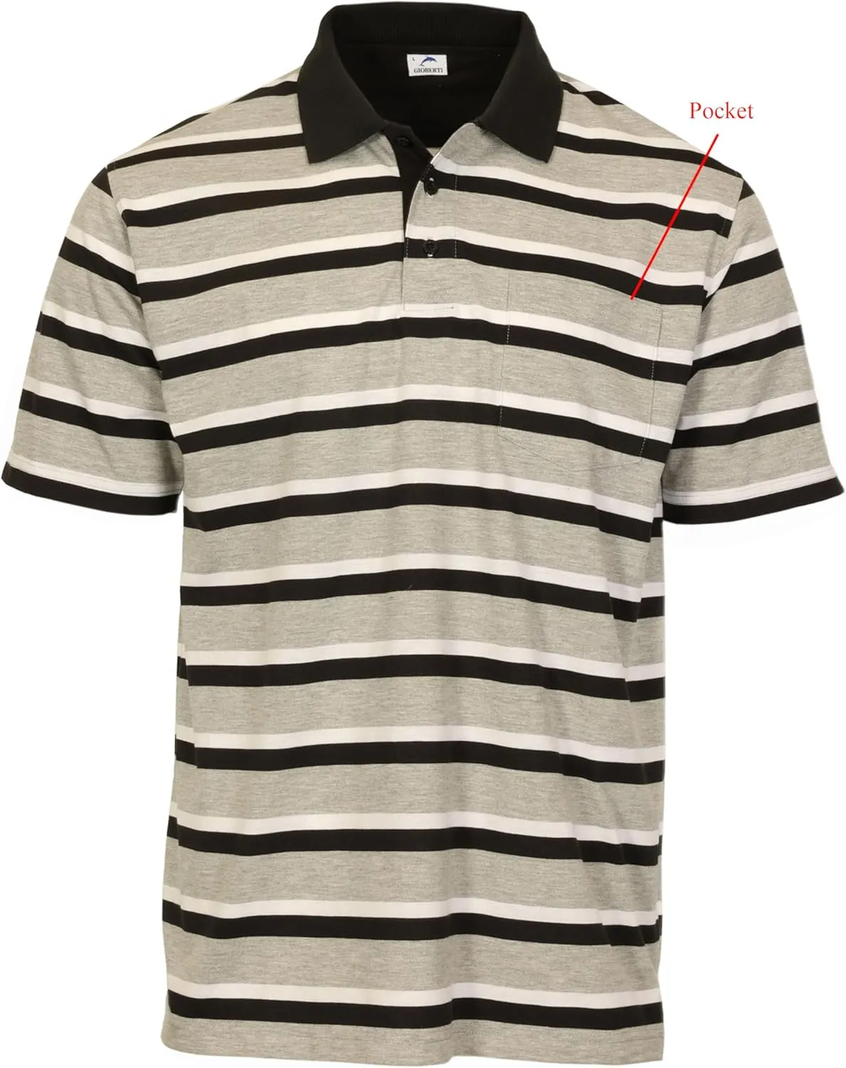 Gioberti Mens Multiple Stripe Polo Shirt with Pocket