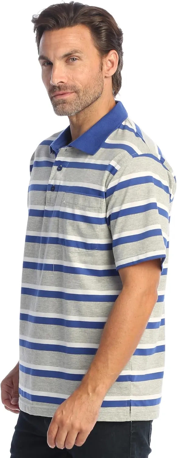 Gioberti Mens Multiple Stripe Polo Shirt with Pocket
