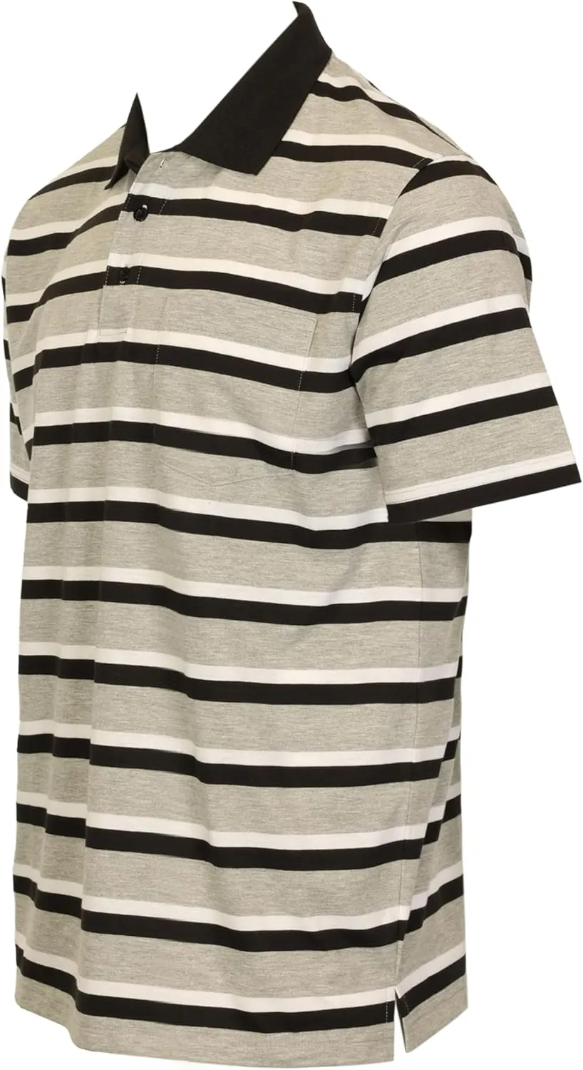 Gioberti Mens Multiple Stripe Polo Shirt with Pocket