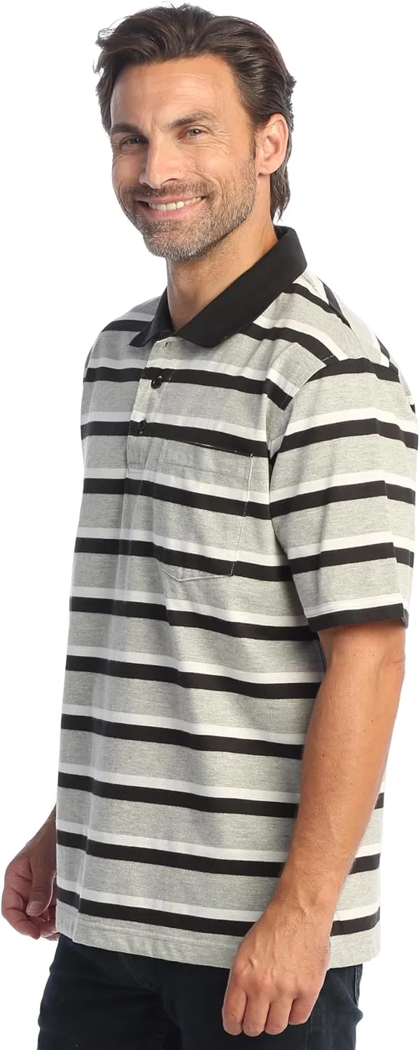 Gioberti Mens Multiple Stripe Polo Shirt with Pocket