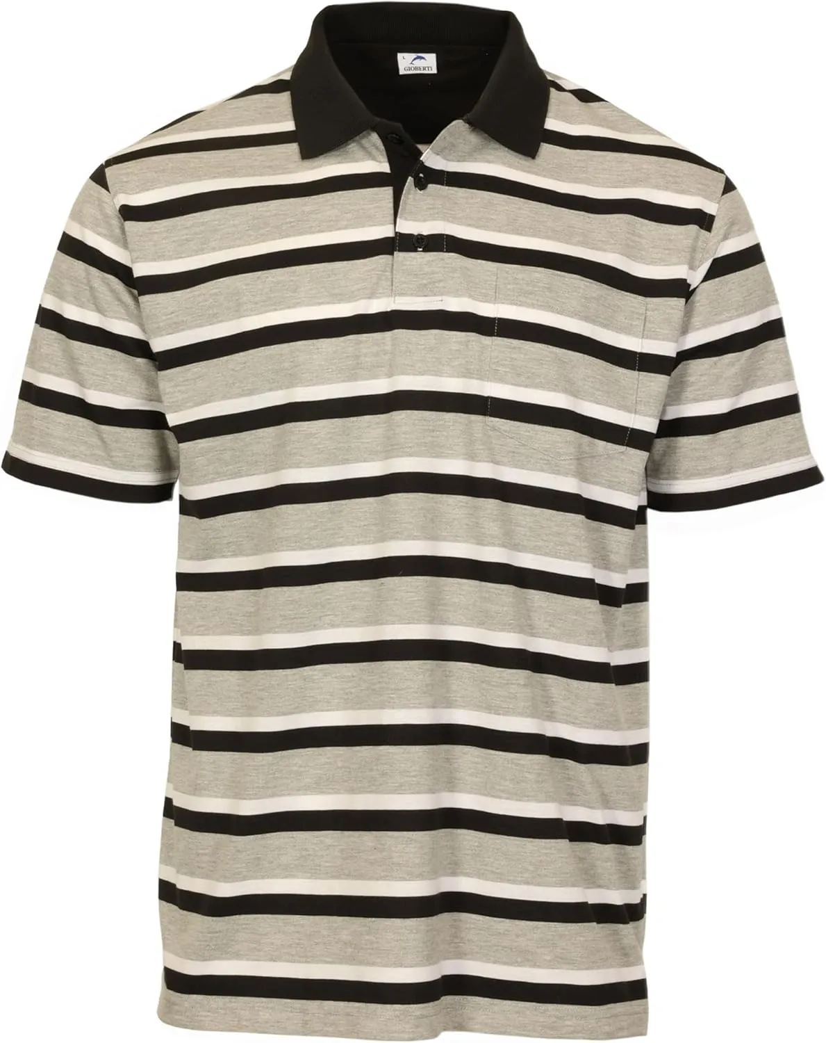 Gioberti Mens Multiple Stripe Polo Shirt with Pocket