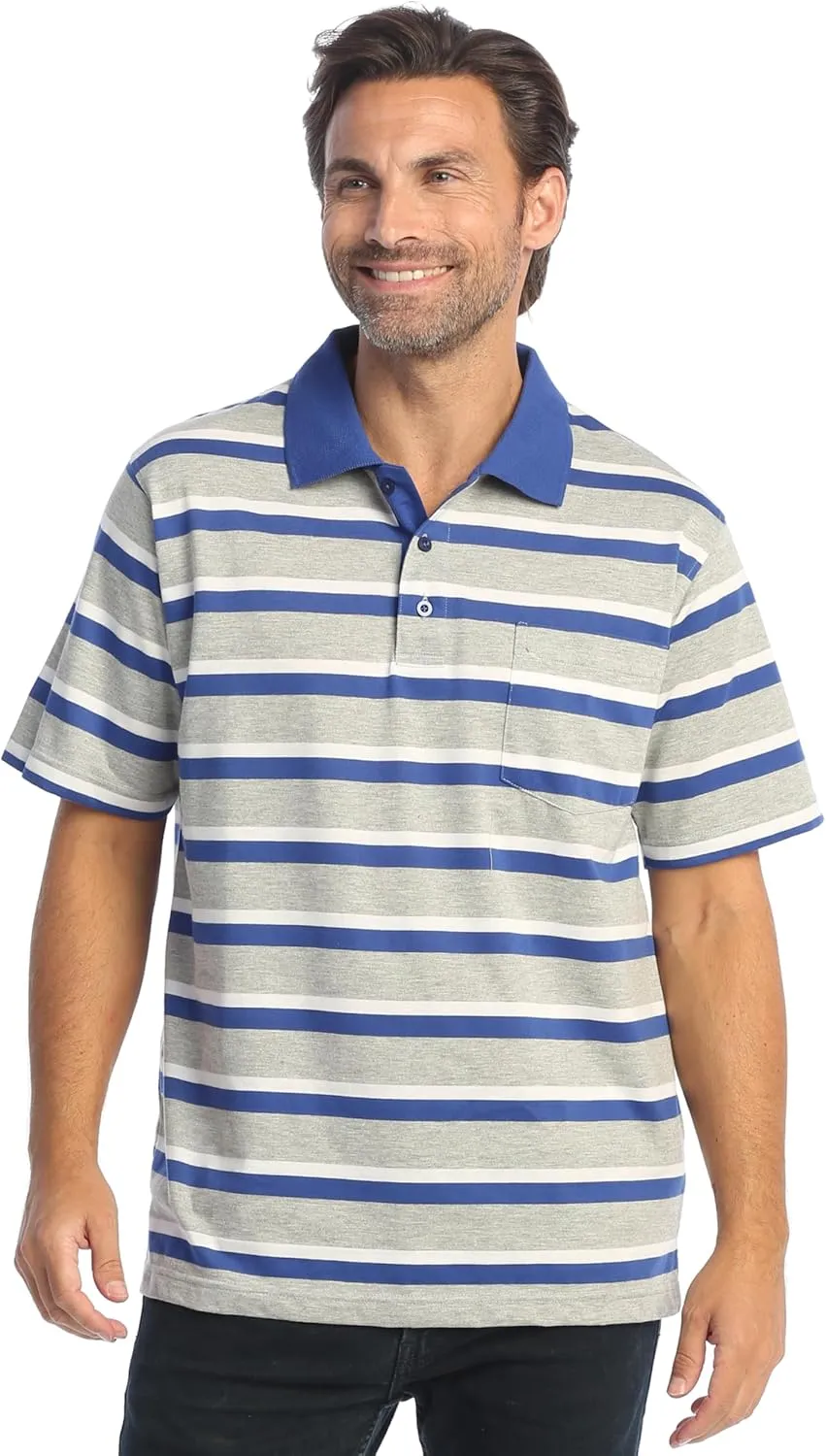 Gioberti Mens Multiple Stripe Polo Shirt with Pocket
