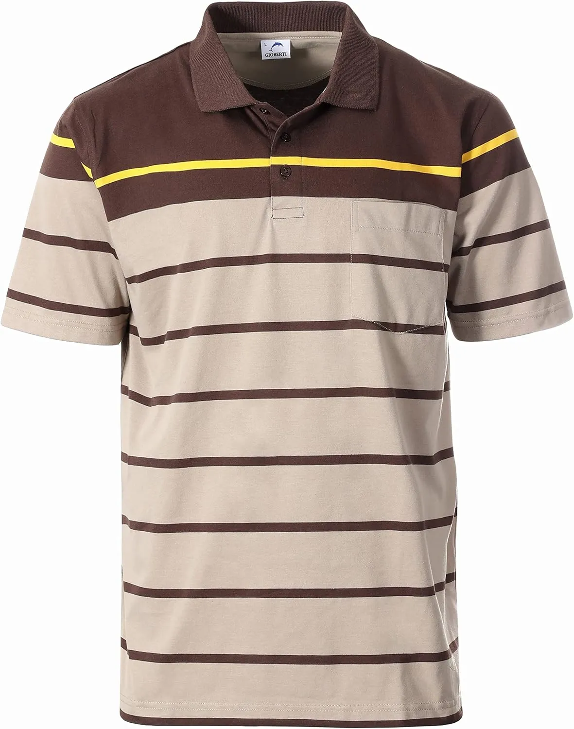 Gioberti Mens Single Stripe Polo Shirt with Pocket