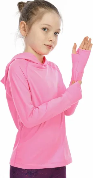 Girls Long Sleeve Shirt UPF50  Lightweight Hoodie Thin Active Tee Workout Running Pullover Top with Thumb Hole 3-12Years