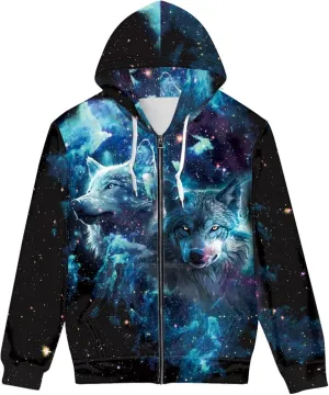 GLUDEAR Unisex Realistic 3D Digital Print Full Zip Hoodie Jackets Hooded Sweatshirt