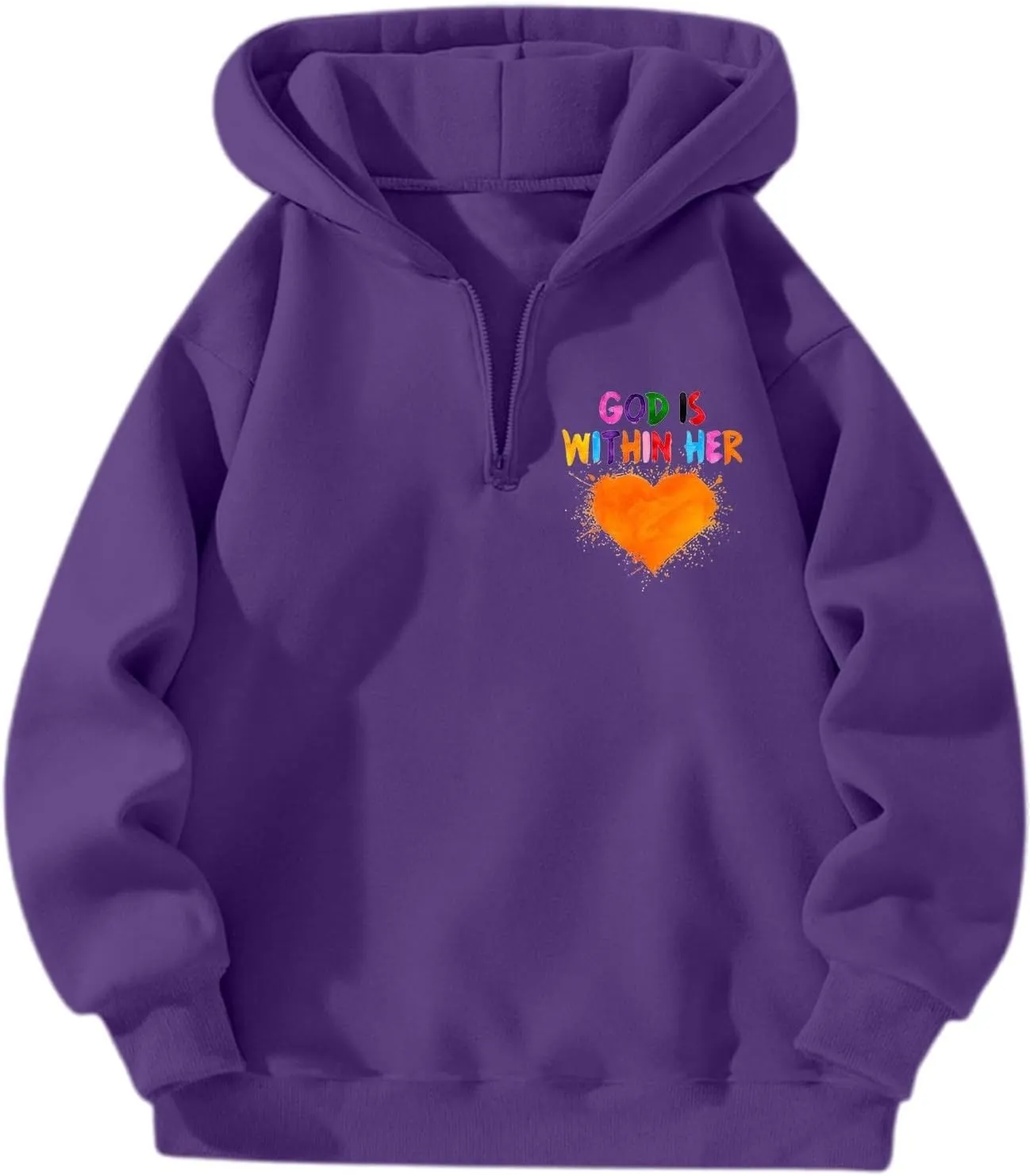 God Is Within Her She Will Not Fall Christian Hoodie For Women Bible Verse Half Zip Sweatshirt Preppy Teens Tops Unisex