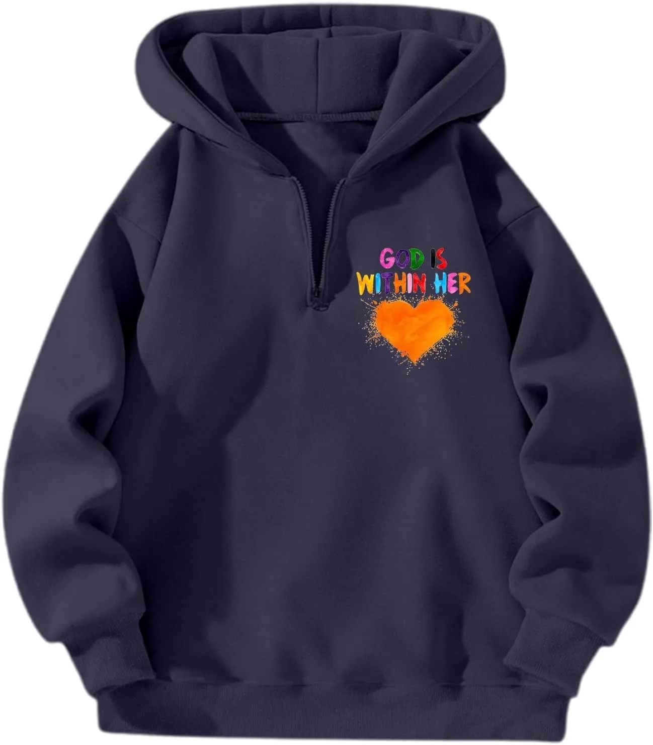 God Is Within Her She Will Not Fall Christian Hoodie For Women Bible Verse Half Zip Sweatshirt Preppy Teens Tops Unisex