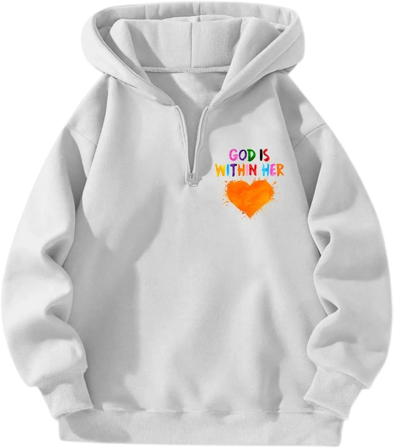God Is Within Her She Will Not Fall Christian Hoodie For Women Bible Verse Half Zip Sweatshirt Preppy Teens Tops Unisex