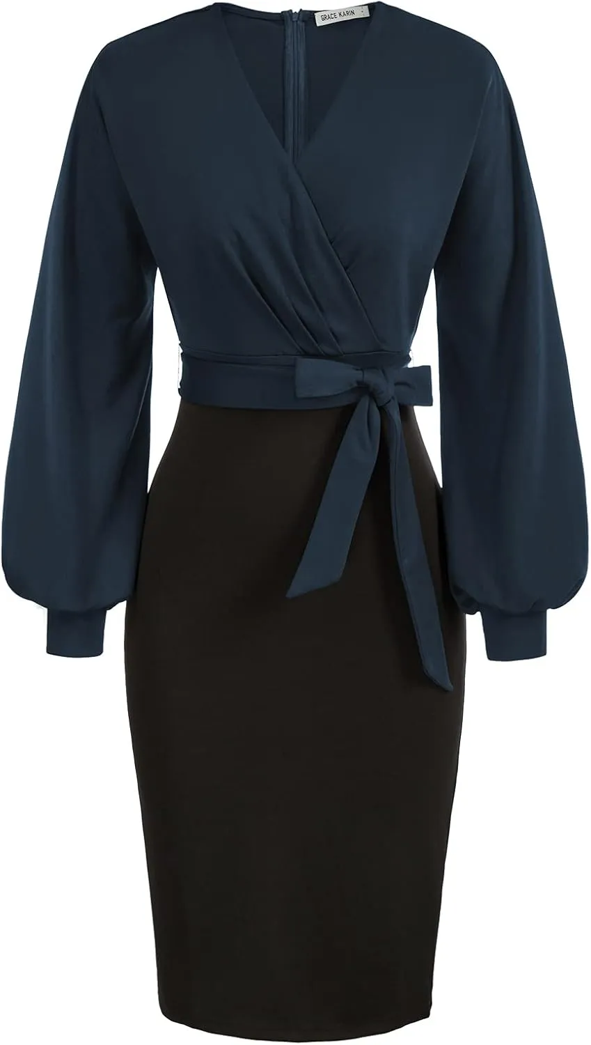 GRACE KARIN Women's Work Pencil Dress Wedding Guest Office Dresses Cocktail Party Long Sleeve