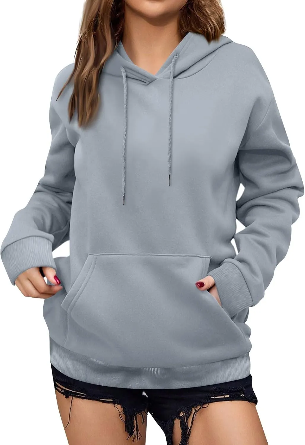 Gumipy Women Oversized Hoodie Sweatshirt Drawstring Fleece Pullover Hoodies Fashion Long Sleeve Pullover Tops with Pocket