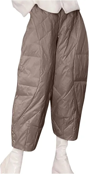 HGps8w Lightweight Baggy Down Cotton Pants for Women Plus Size Casual Warm Winter Padded Quilted Insulation Harem Pants