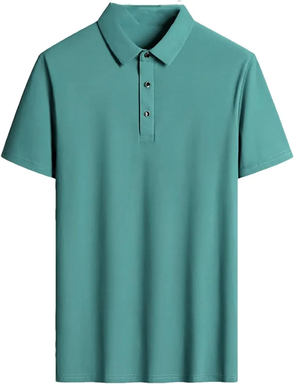 Hgvcfcv Mens Golf Shirt Moisture Wicking Quick-Dry Solid Short Sleeve Polo Shirts for Mensummer Mens Short-Sleeved T-Shirt