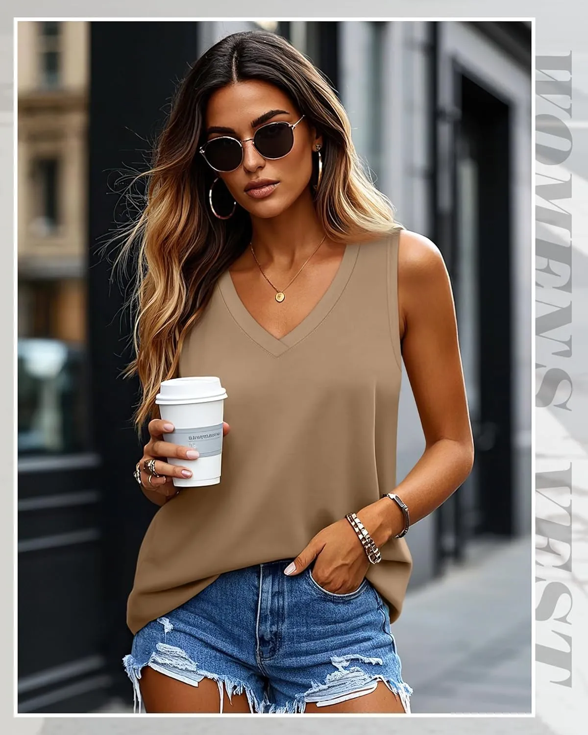 Huukeay 3 Pack Women's Tank Tops V Neck Loose Fit Casual Shirts Flowy Trendy Sleeveless Summer Basic Tee 2025 Fashion