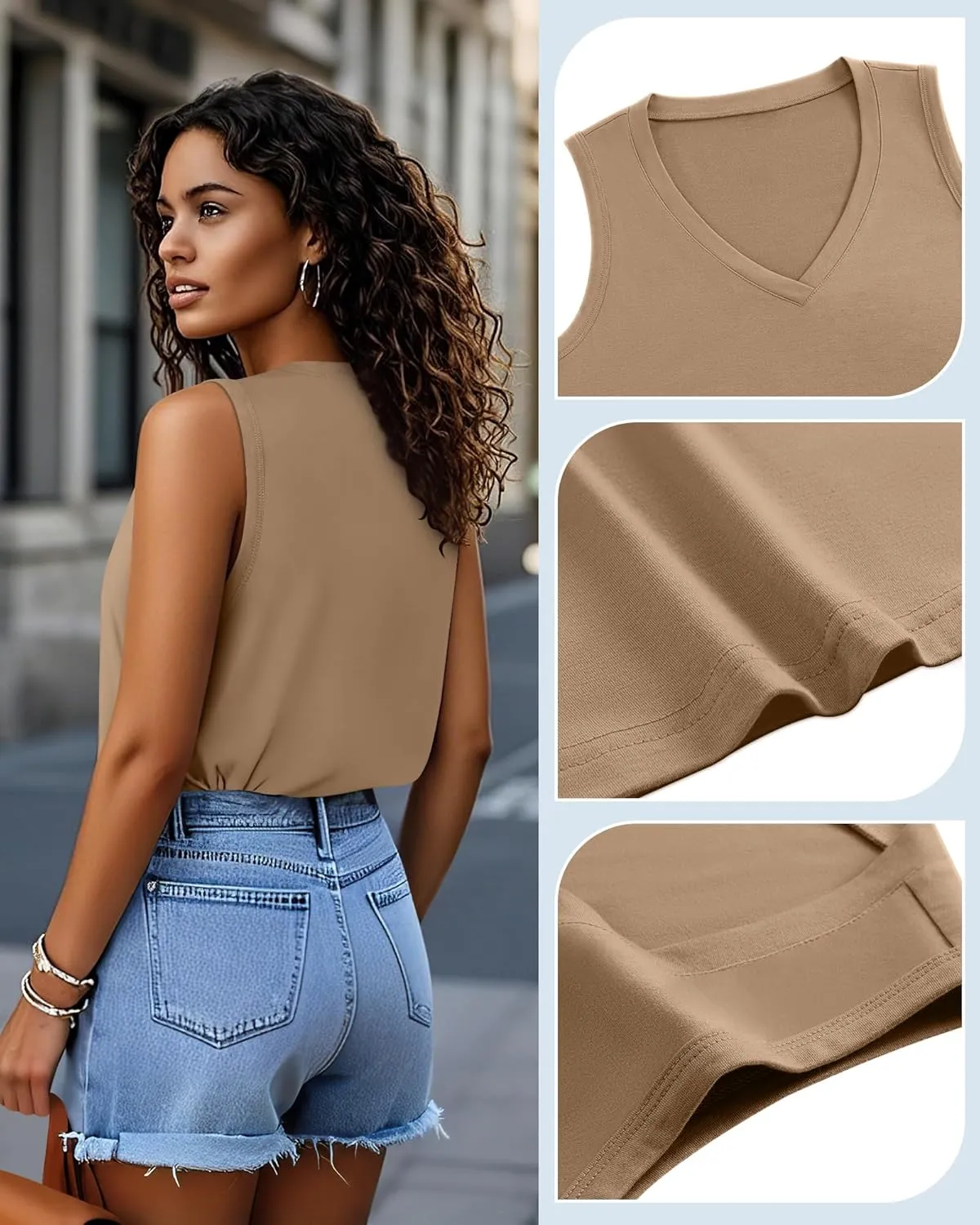 Huukeay 3 Pack Women's Tank Tops V Neck Loose Fit Casual Shirts Flowy Trendy Sleeveless Summer Basic Tee 2025 Fashion