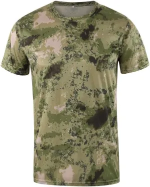JSEIAJB Quick Dry Camouflage T Shirt Men O-Neck Short Sleeve Breathable Tee Tops Camo Fitness T-Shirts(E,S Code)
