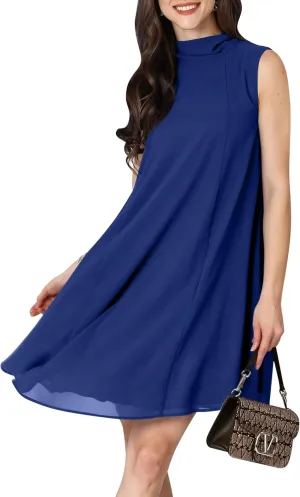KOH KOH Womens 2025 Short Sleeveless Halter-Neck Flowy Summer Cute Mini Dress