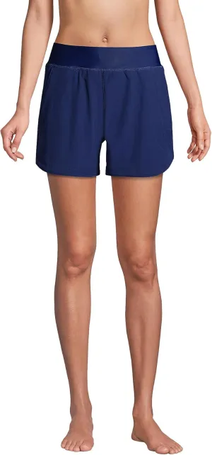 Lands' End Women's Curvy Fit 5" Quick Dry Board Shorts Swim Shorts with Panty