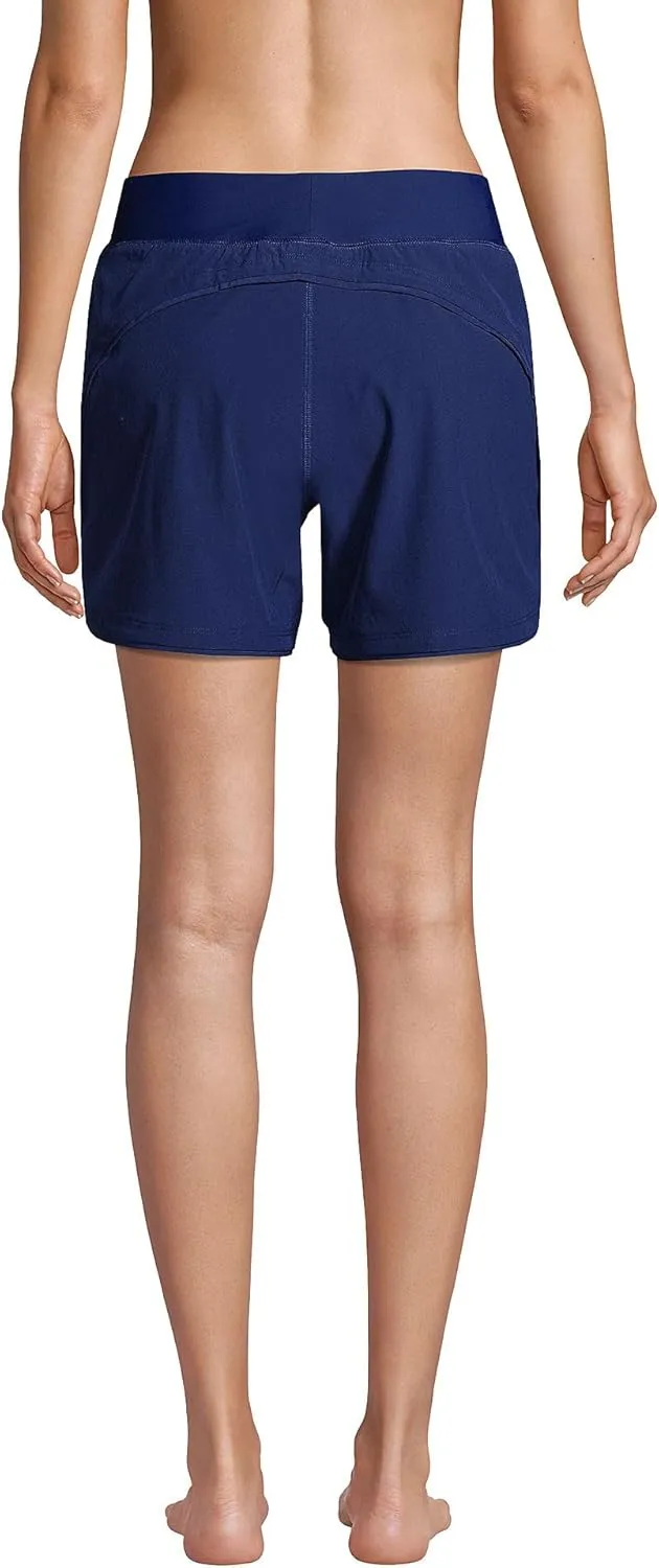 Lands' End Women's Curvy Fit 5" Quick Dry Board Shorts Swim Shorts with Panty