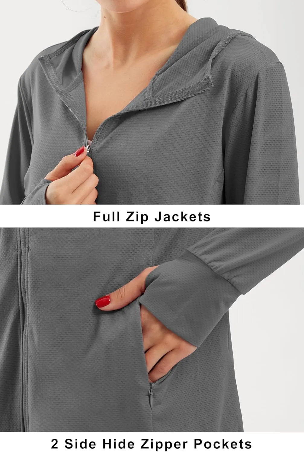 Libin Women's Sun Shirts Full Zip UPF 50  Sun Protection Hoodie Jacket Long Sleeve Hiking Outdoor Performance with Pockets