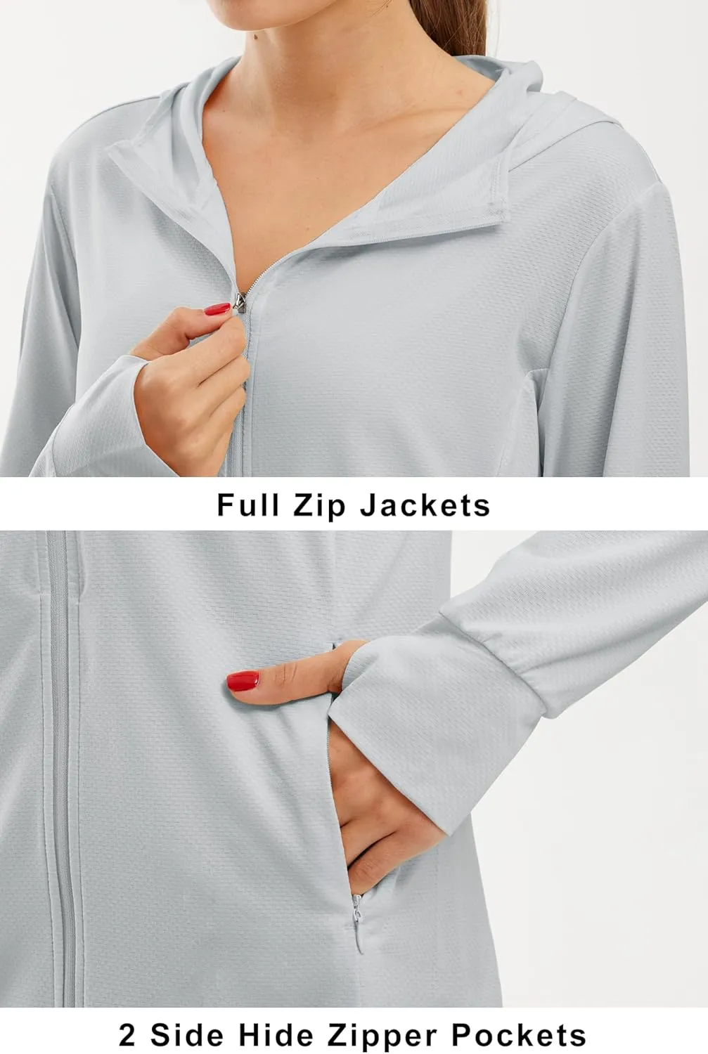 Libin Women's Sun Shirts Full Zip UPF 50  Sun Protection Hoodie Jacket Long Sleeve Hiking Outdoor Performance with Pockets