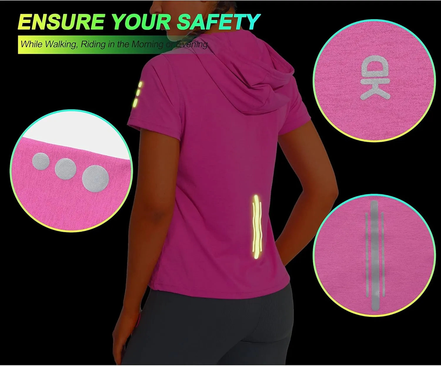 Little Donkey Andy Women's Short Sleeve Quick Dry T-Shirt with Hood Sun Protection Workout Stretch Basic Tops Tee