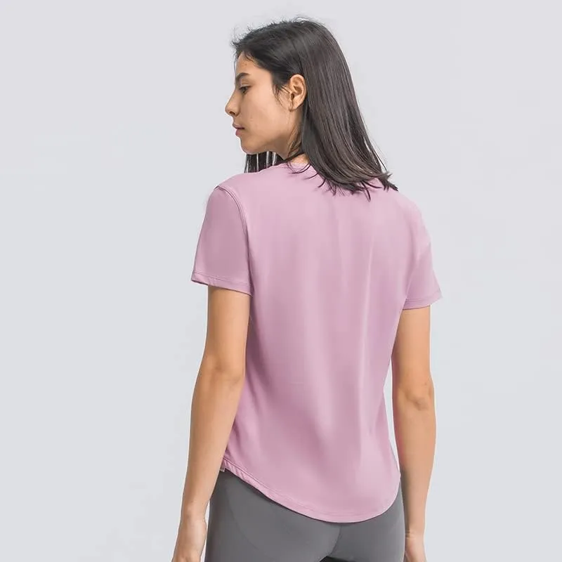 Looleafy Women's Running Shirts Quick Dry Short Sleeve Athletic Workout Tops V Neck Moisture Wicking Tops Women