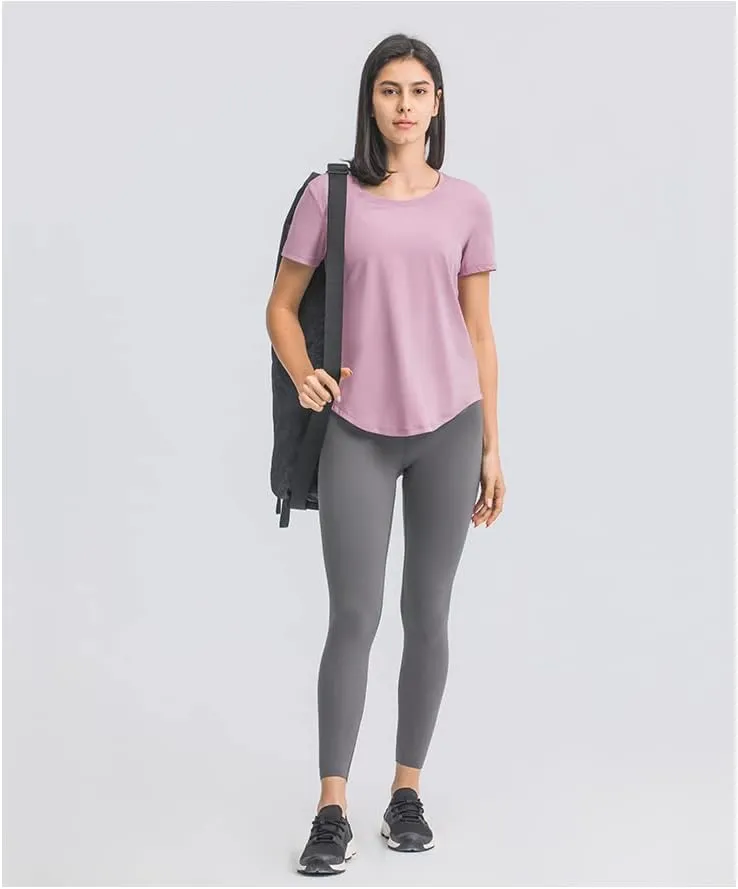Looleafy Women's Running Shirts Quick Dry Short Sleeve Athletic Workout Tops V Neck Moisture Wicking Tops Women