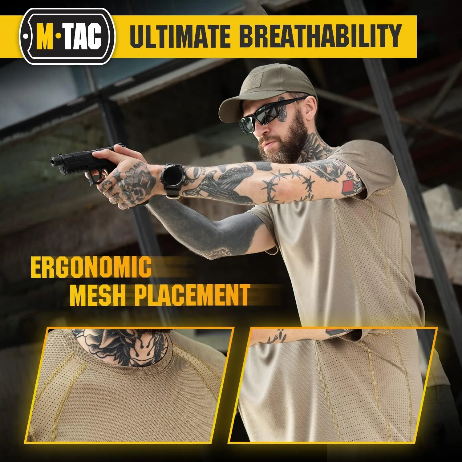 M-Tac Athletic T-Shirt Gen.2 - Breathable Polyester Military T-Shirt with Short Sleeve and Crew Neck for Men