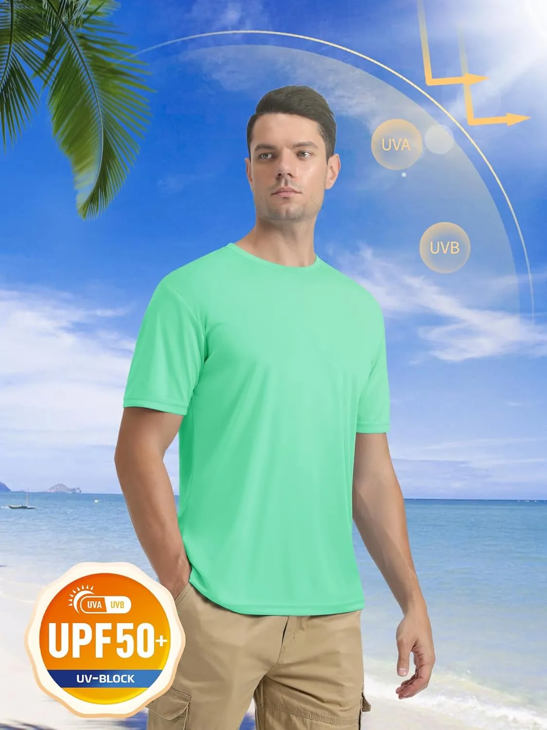 MAGCOMSEN Men's Short Sleeve UPF 50  T-Shirt Quick Dry Rash Guard Athletic Running Swim Top Tee Performance Water Shirts