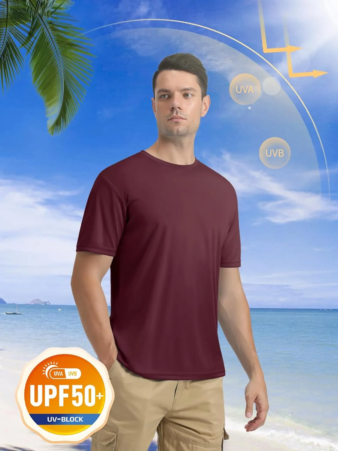 MAGCOMSEN Men's Short Sleeve UPF 50  T-Shirt Quick Dry Rash Guard Athletic Running Swim Top Tee Performance Water Shirts