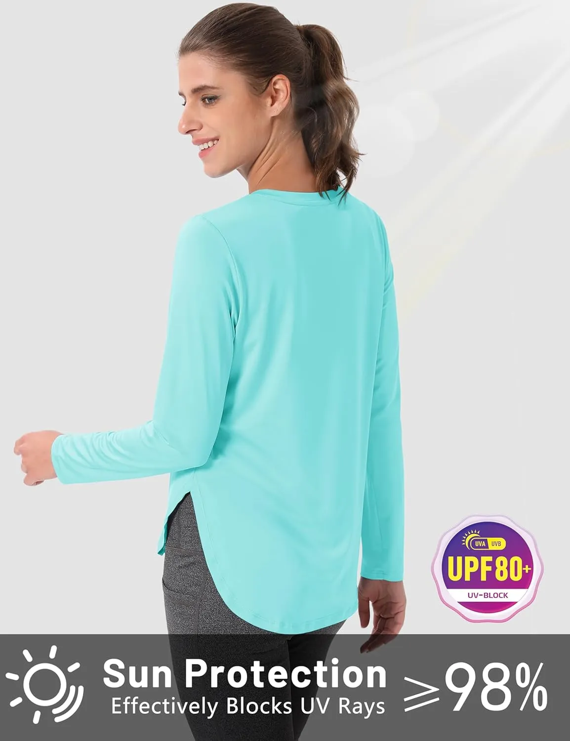 MAGCOMSEN Women's Sun Shirts SPF Long Sleeve Workout Tops Athletic UV Protection UPF 80  Quick Dry T Shirt