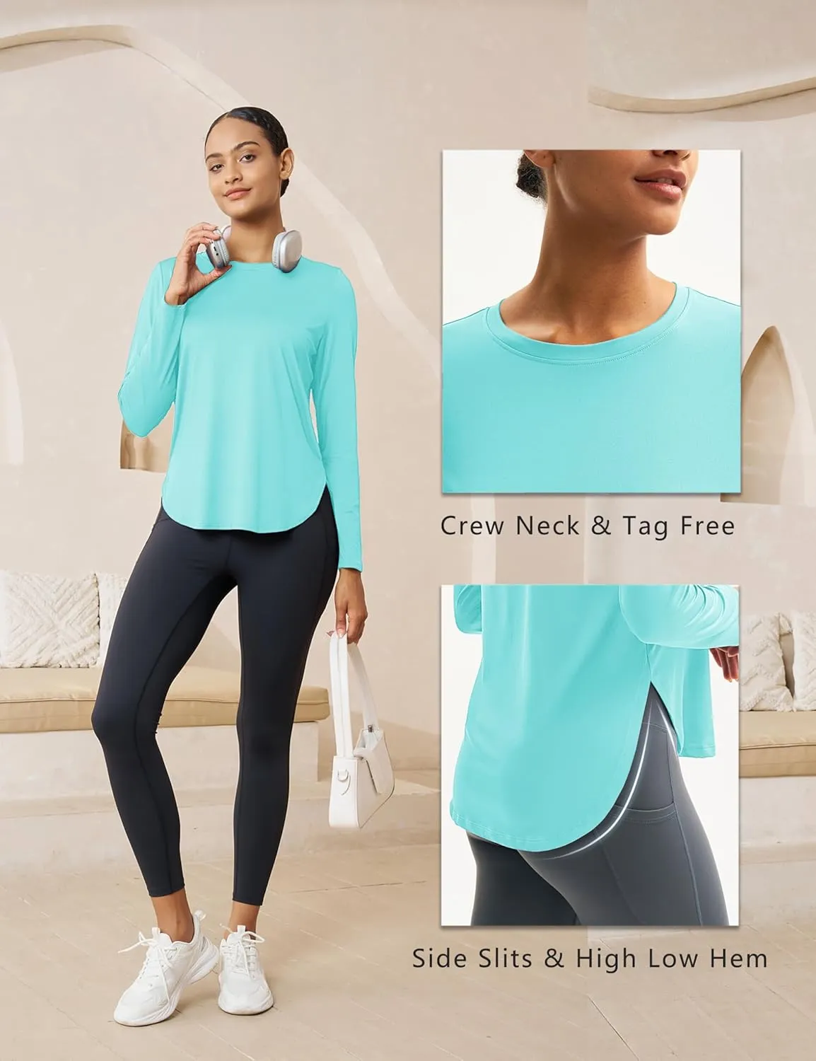 MAGCOMSEN Women's Sun Shirts SPF Long Sleeve Workout Tops Athletic UV Protection UPF 80  Quick Dry T Shirt